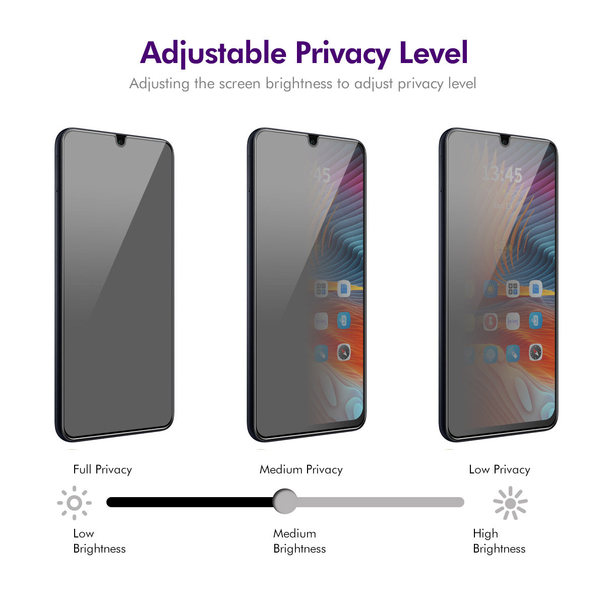 For Samsung Galaxy A06 ENKAY Hat-Prince 2Pcs Privacy Screen Protector Tempered Glass Film 28-degree Anti-Spy - Black