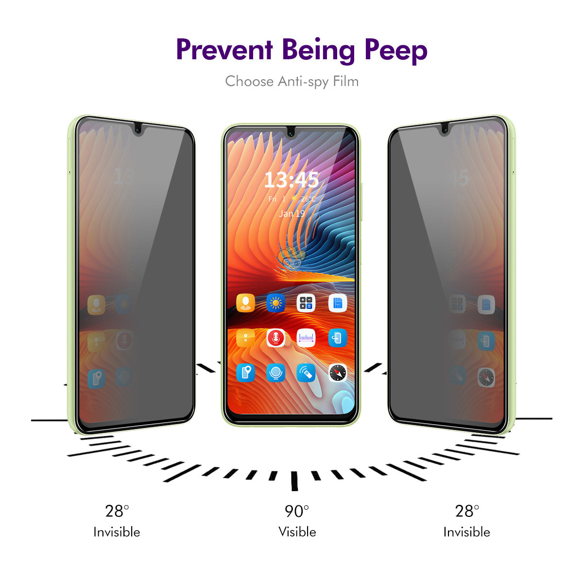 For Samsung Galaxy A16 5G / A16 4G ENKAY Hat-Prince Privacy Screen Protector Tempered Glass Film 28-degree Anti-Spy - Black