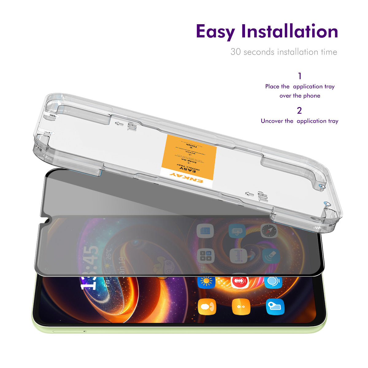 For Samsung Galaxy A16 4G / Galaxy A16 5G ENKAY HAT PRINCE Screen Protector Silk Printing Film Easy to Install Anti-Spy - Grey