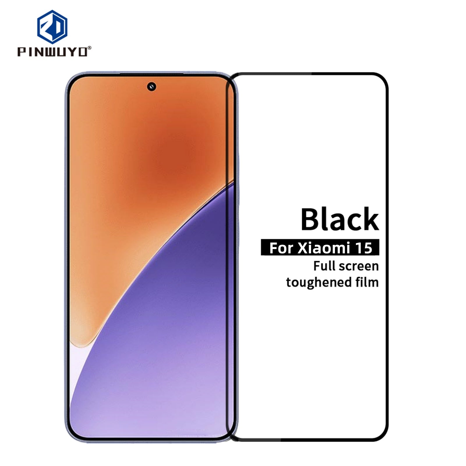 For Xiaomi 15 PINWUYO JK Series-2 Tempered Glass Film 9H Full Screen Protector - Black