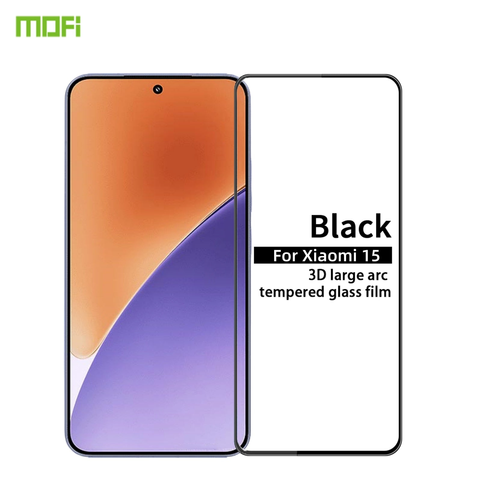 For Xiaomi 15 MOFI 9H 3D Explosion-proof Curved Screen Tempered Glass Film - Black