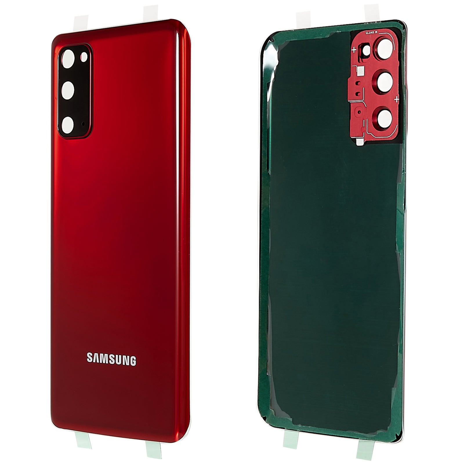 For Samsung Galaxy S20 4G G980 / S20 5G G981 Battery Housing with Adhesive Sticker + Camera Lens Cover - Red