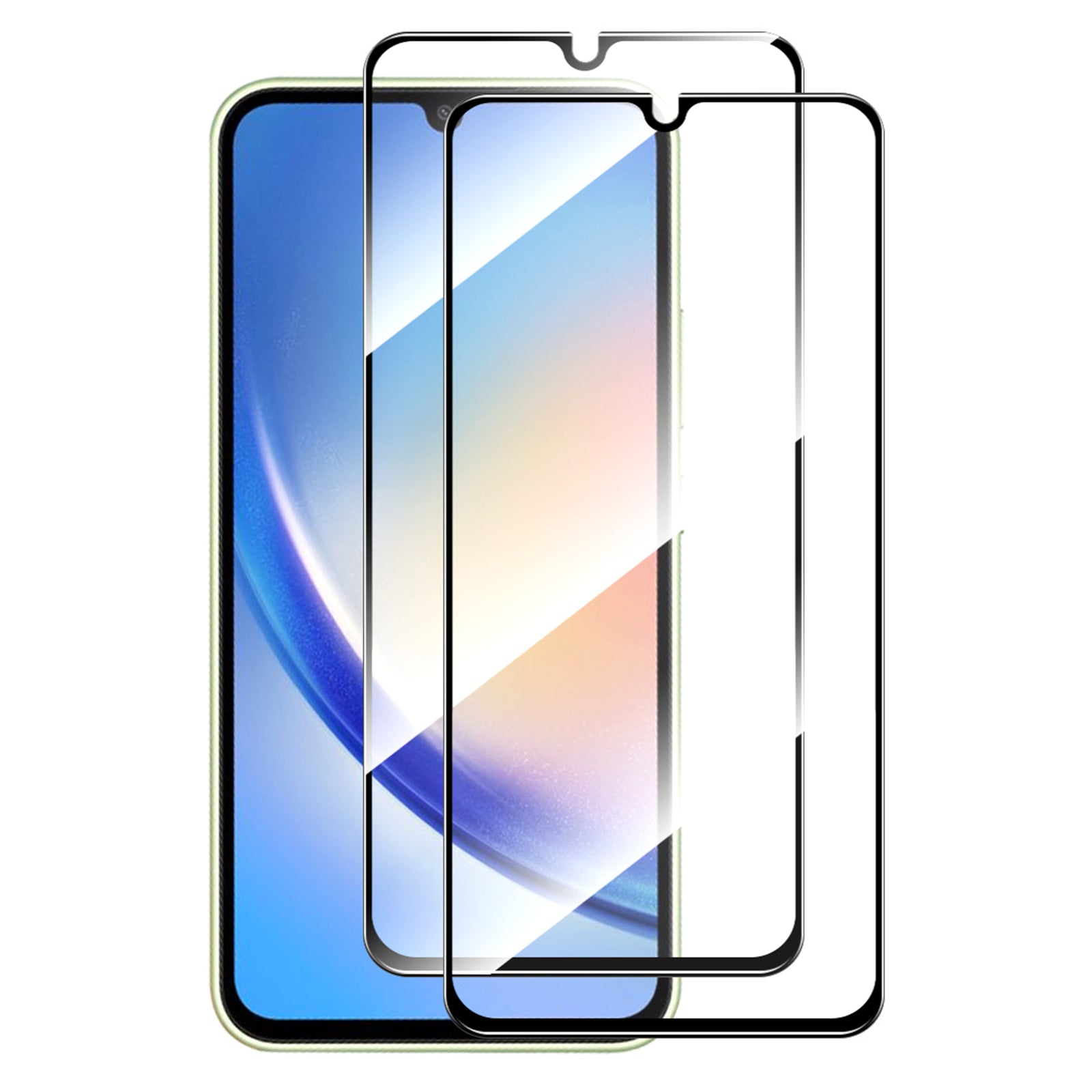 ENKAY HAT PRINCE 2Pcs for Samsung Galaxy A34 5G / M34 5G / F34 5G Silk Printing Full Screen Protector 0.26mm 9H 2.5D High Aluminium-silicon Glass Film