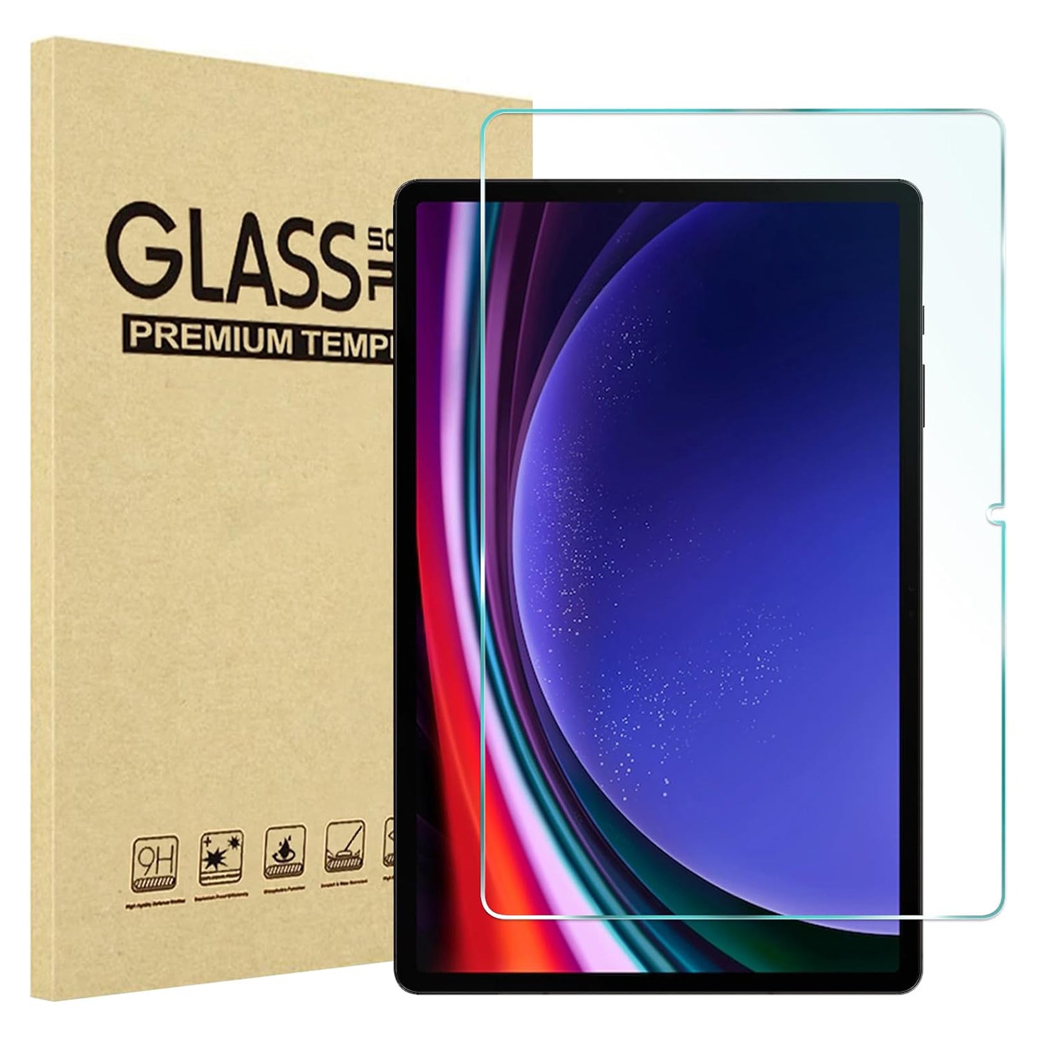 For Samsung Galaxy Tab S9 FE+ Tablet Screen Protector Arc Edge Tempered Glass HD Clear Film