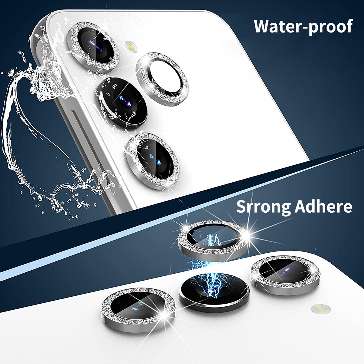 ENKAY HAT PRINCE For Samsung Galaxy S24 Camera Lens Protector Glitter Decor Individual Lens Film - Black