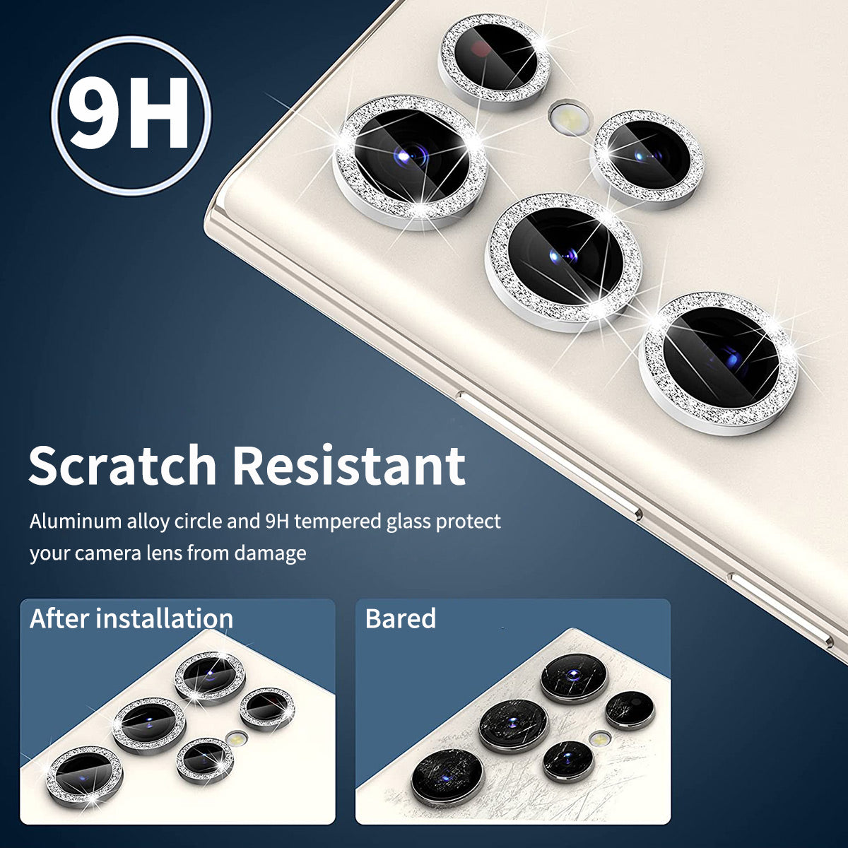 ENKAY HAT PRINCE For Samsung Galaxy S24 Ultra Camera Lens Protector Aluminum Alloy Glitter Ring Lens Film - Silver