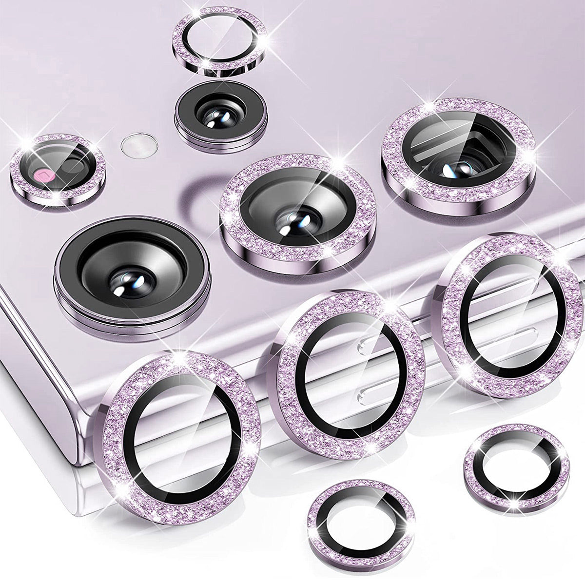 ENKAY HAT PRINCE For Samsung Galaxy S24 Ultra Camera Lens Protector Aluminum Alloy Glitter Ring Lens Film - Purple