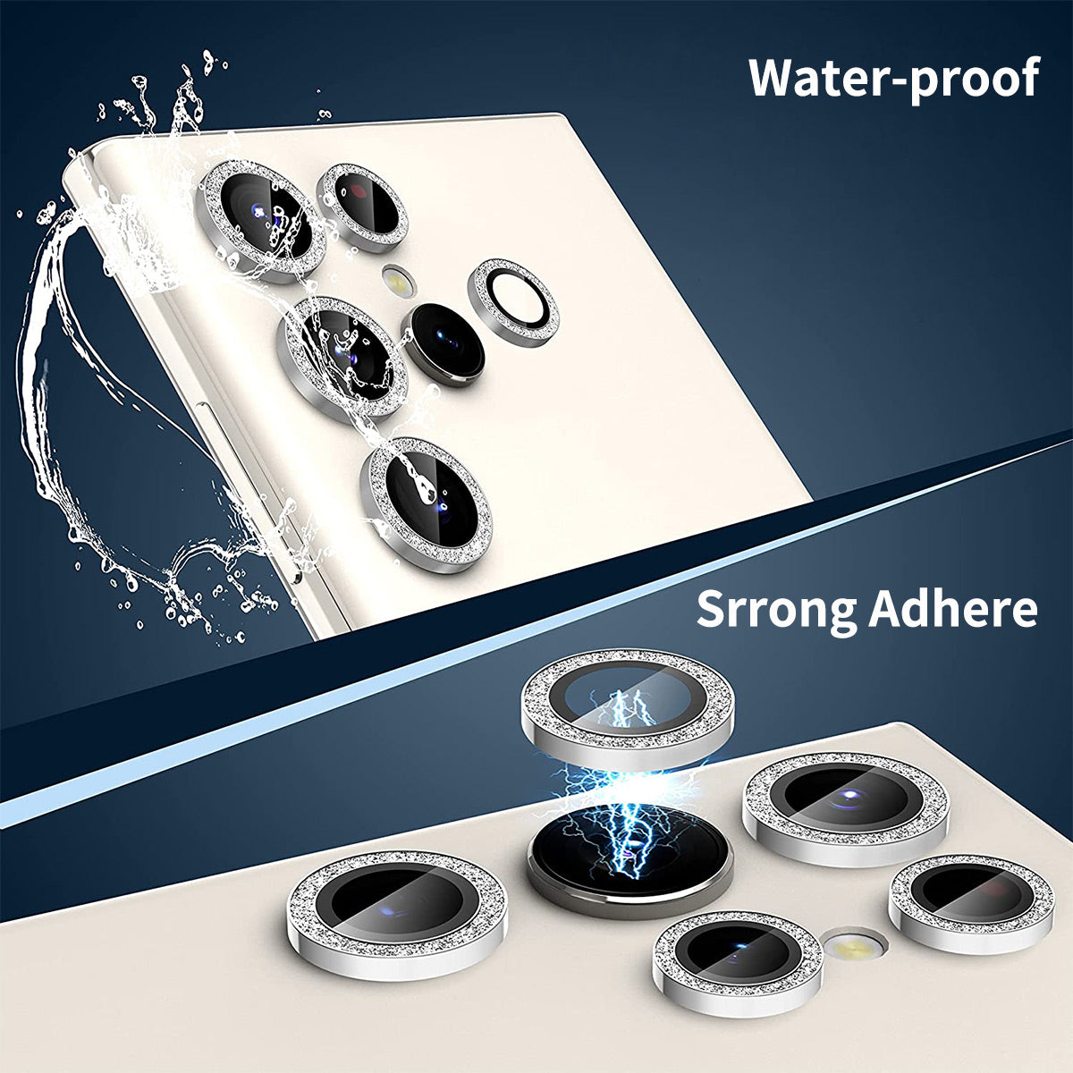 ENKAY HAT PRINCE For Samsung Galaxy S24 Ultra Camera Lens Protector Aluminum Alloy Glitter Ring Lens Film - Black