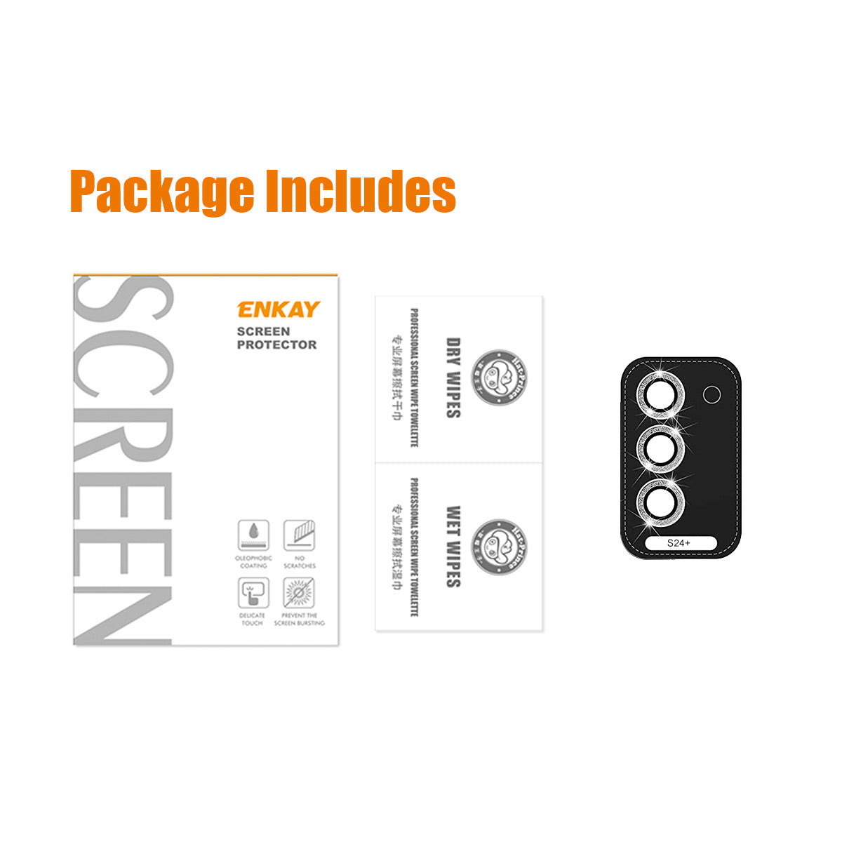 ENKAY HAT PRINCE For Samsung Galaxy S24+ Glitter Lens Film Individual Metal Camera Lens Protector - Black