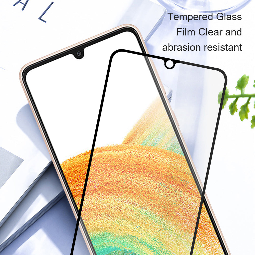 AMORUS 2Pcs For Samsung Galaxy M34 5G / F34 5G Full Screen Protector Anti-fingerprint Tempered Glass Silk Printing Film - Black