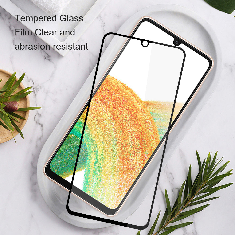 AMORUS 2Pcs For Samsung Galaxy M34 5G / F34 5G Full Screen Protector Anti-fingerprint Tempered Glass Silk Printing Film - Black