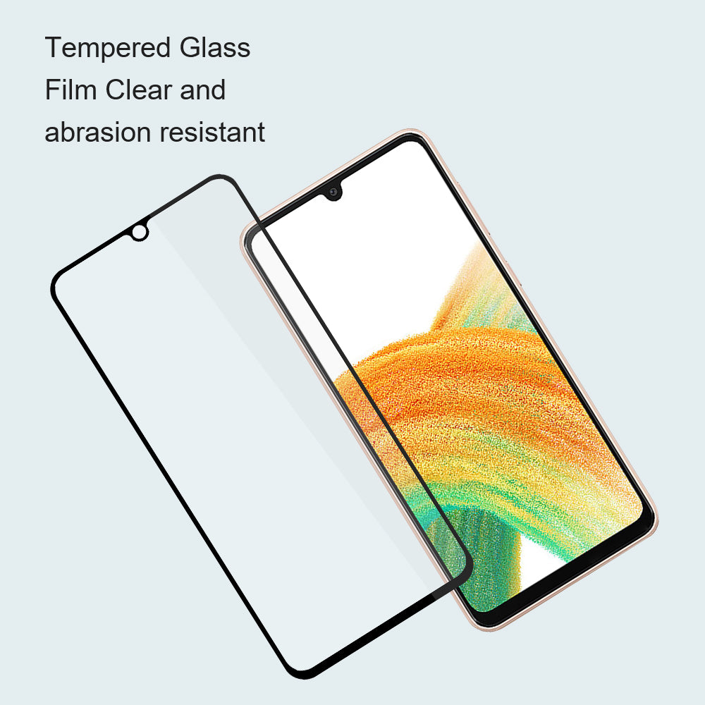 AMORUS 2Pcs For Samsung Galaxy M34 5G / F34 5G Full Screen Protector Anti-fingerprint Tempered Glass Silk Printing Film - Black