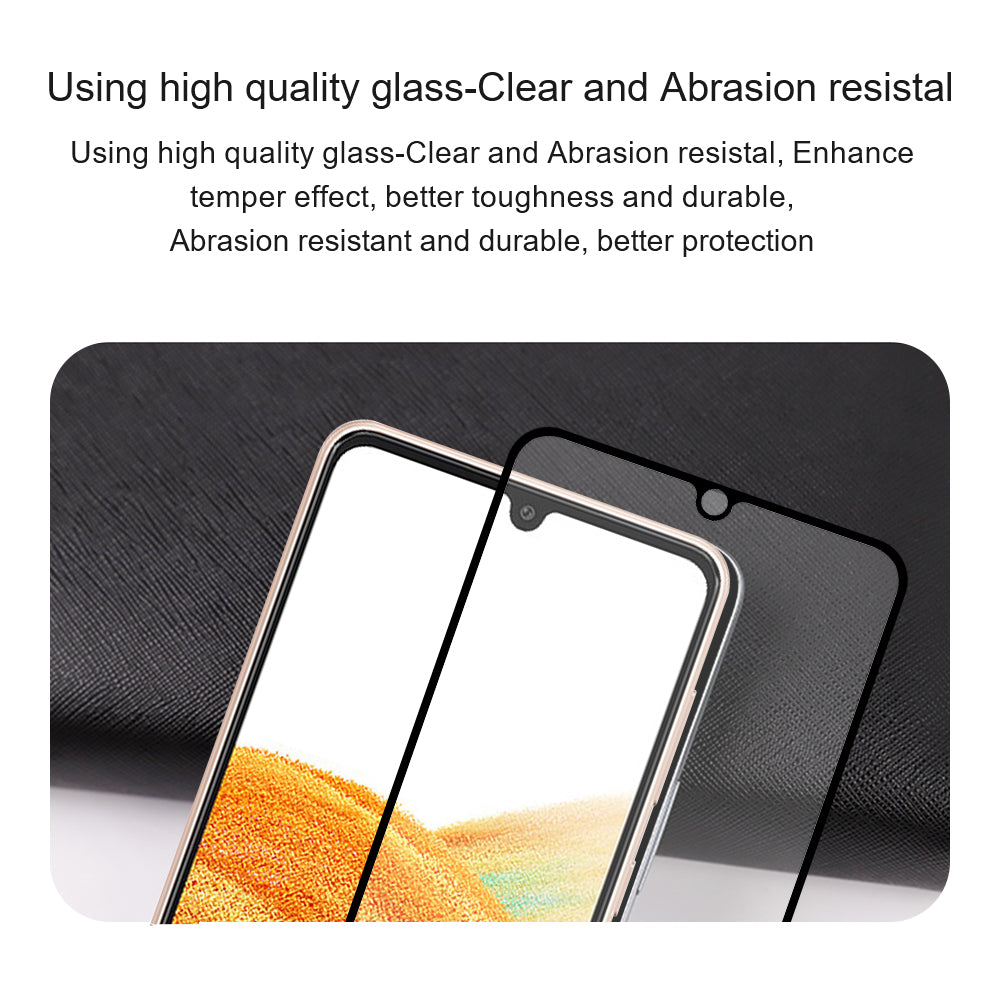 AMORUS 2Pcs For Samsung Galaxy M34 5G / F34 5G Full Screen Protector Anti-fingerprint Tempered Glass Silk Printing Film - Black