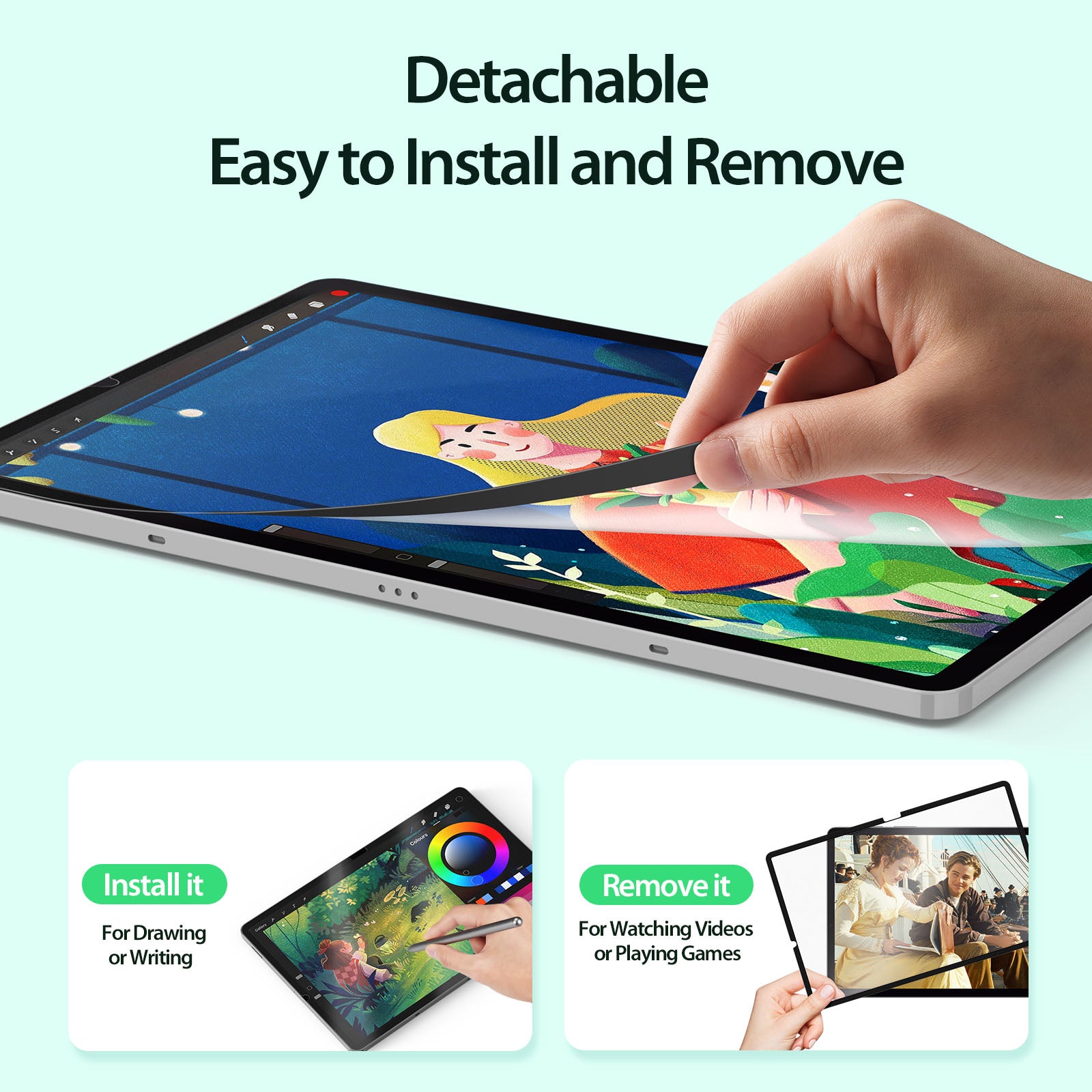 DUX DUCIS Naad Series for Samsung Galaxy Tab S9 FE+ Paperfeel Screen Protector Reusable Matte PET Film