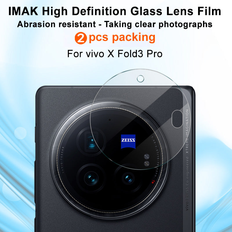 IMAK 2Pcs  /  Set for vivo X Fold3 Pro Rear Lens Protector Clear Tempered Glass Camera Lens Film