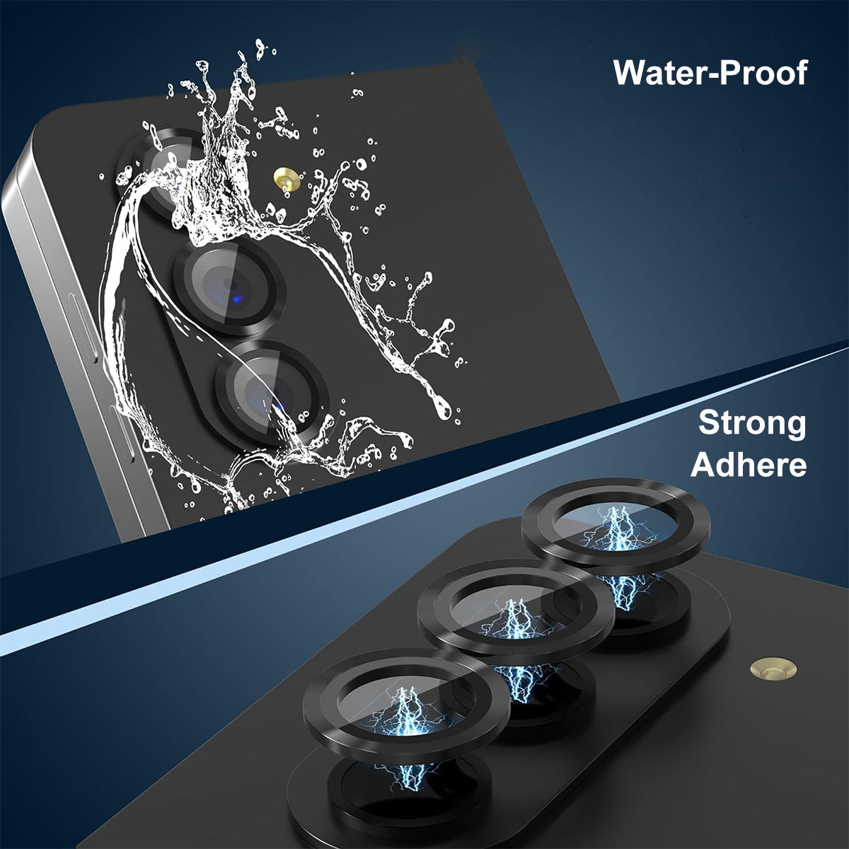 ENKAY HAT PRINCE For Samsung Galaxy Z Fold6 5G 1 Set Camera Lens Film Metal Ring Tempered Glass Lens Protector - Black