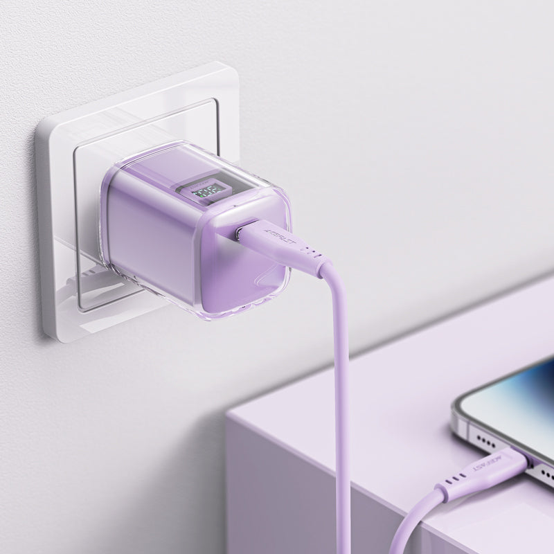 ACEFAST A55 GaN Power Adapter PD 30W USB-C Wall Charger Block - US Plug / Purple