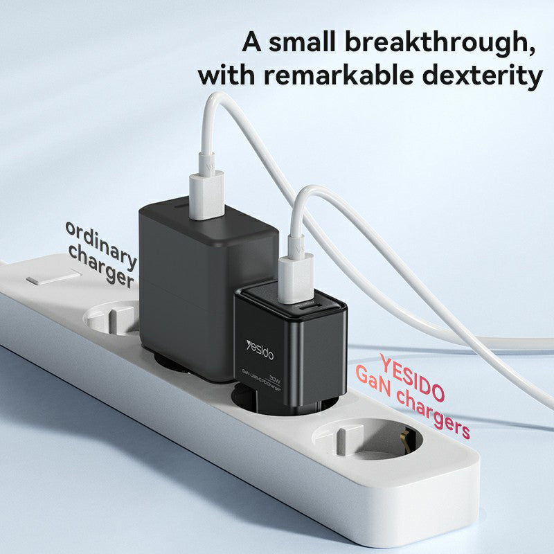 YESIDO YC64 GaN 30W USB+Type-C Wall Charger Plug Charging Adapter (EU Plug)