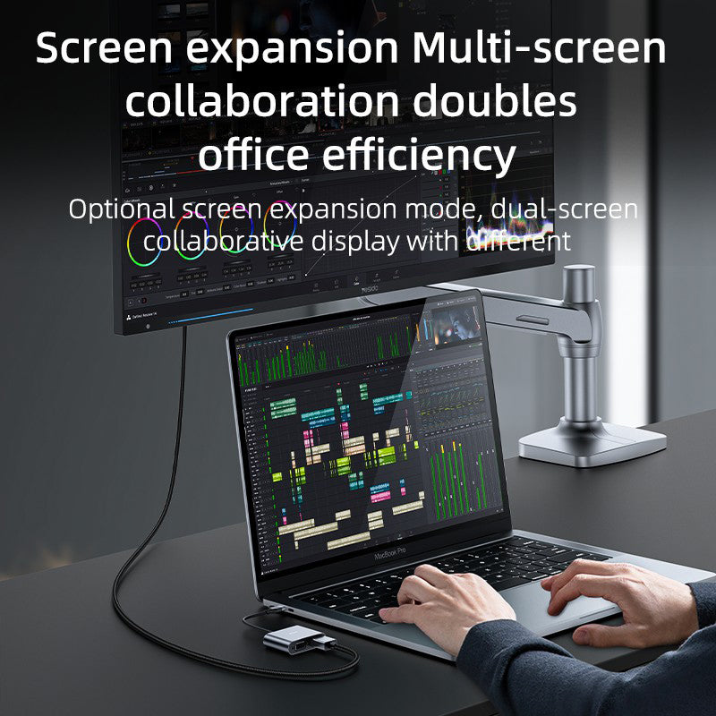 YESIDO HM15 USB / Type-C to VGA + HD Adapter HDTV Dual Monitors Mirroring Adapter