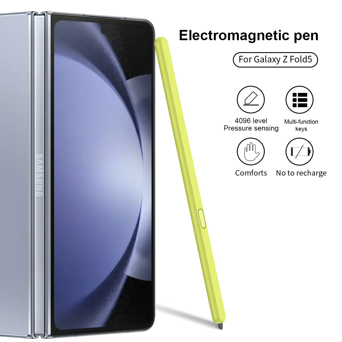 Stylus Replacement for Samsung Galaxy Z Fold5 5G / Fold6 5G Electromagnetic Pen (Without Bluetooth) - Yellow