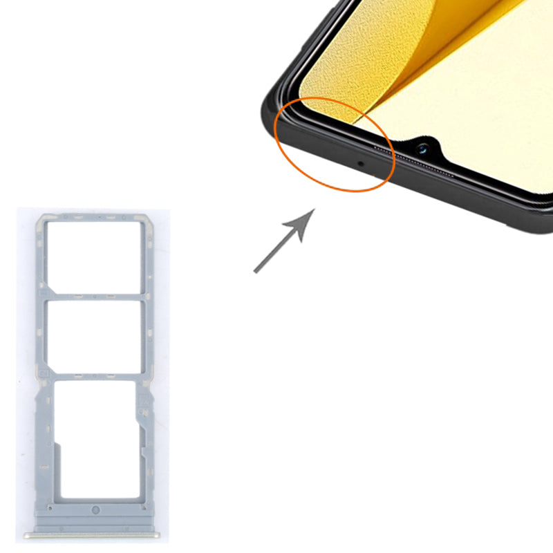 For vivo Y16 4G Dual SIM Card + TF Card Tray Holder Replacement Part (without Logo) - Yellow