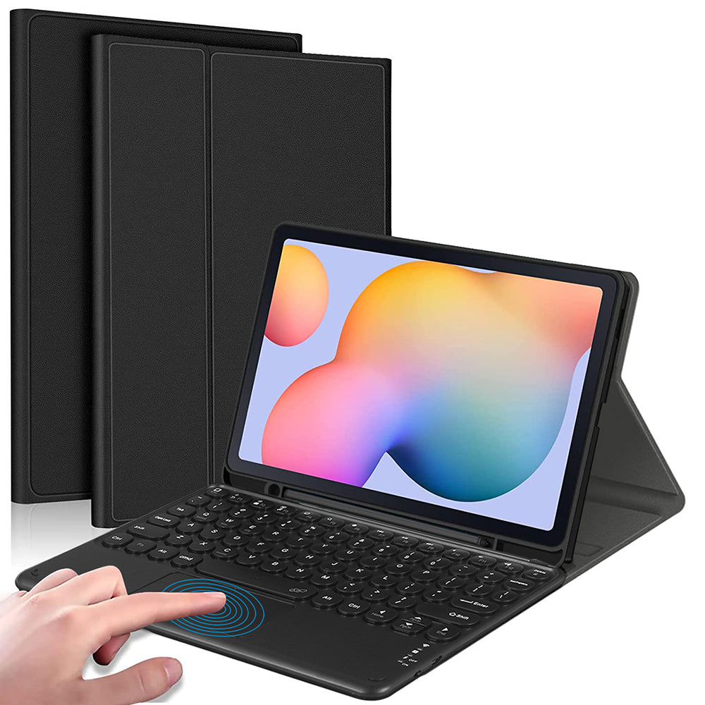 For Samsung Galaxy Tab S9+ / S9 FE+ Detachable Bluetooth Touchpad Keyboard Cover with S Pen Holder - Black