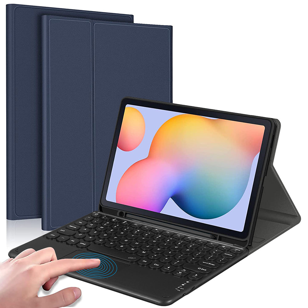 For Samsung Galaxy Tab S9+ / S9 FE+ Detachable Bluetooth Touchpad Keyboard Cover with S Pen Holder - Blue