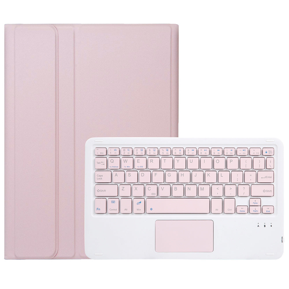 A710B-A For Samsung Galaxy Tab S9 / S9 FE X710 / X716B / X718U PU Leather Flip Cover with Touchpad Bluetooth Keyboard - Pink