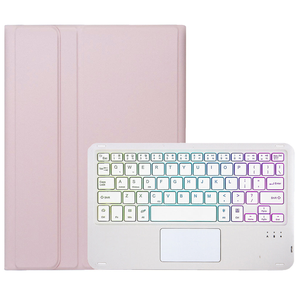 A710B-AS For Samsung Galaxy Tab S9 / S9 FE X710 / X716B / X718U Backlit Bluetooth Keyboard PU Tablet Case - Pink