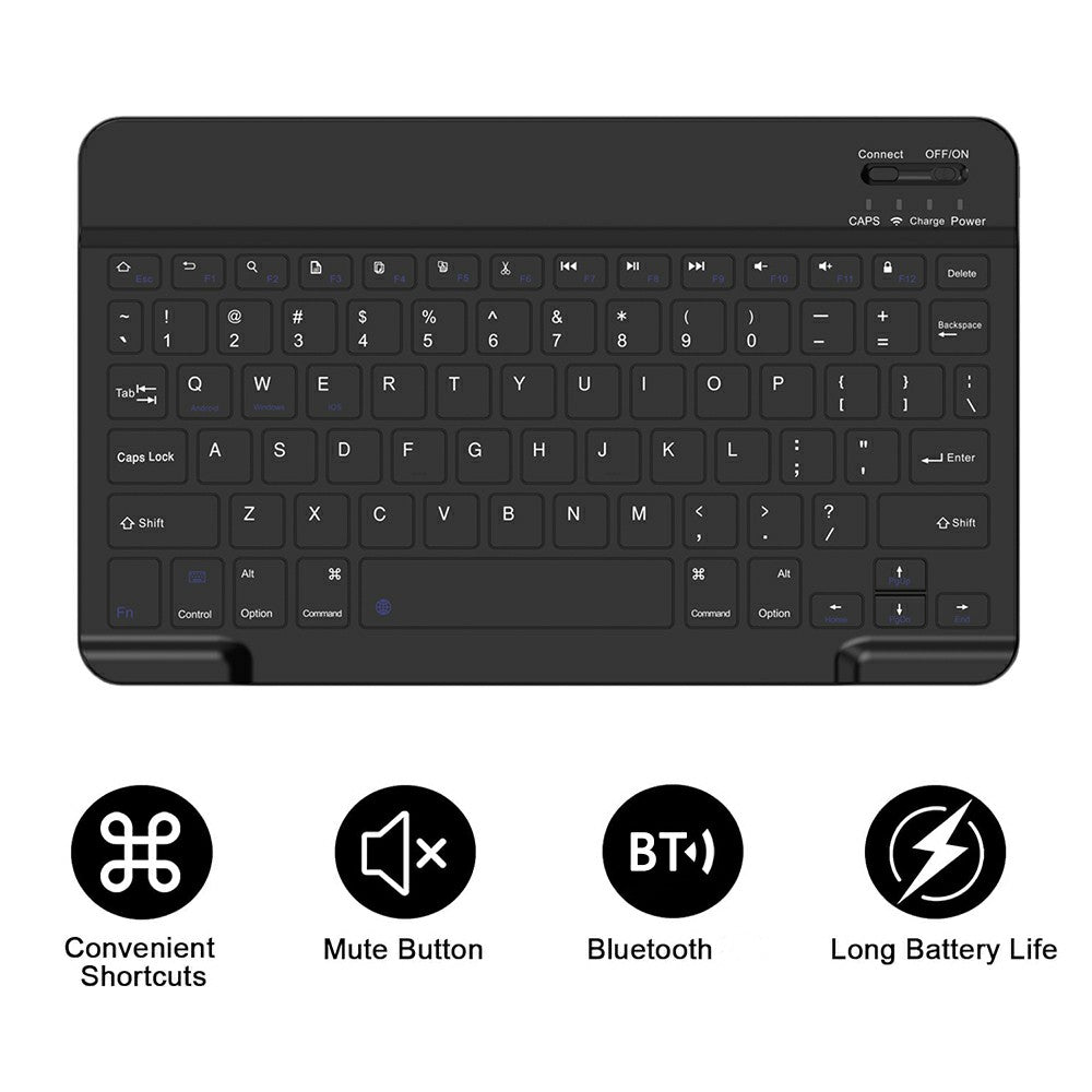 SK-X510 For Samsung Galaxy Tab S9 FE SM-X510 / X516 / X518 Bluetooth Keyboard Tablet Case PU Flip Cover - Black