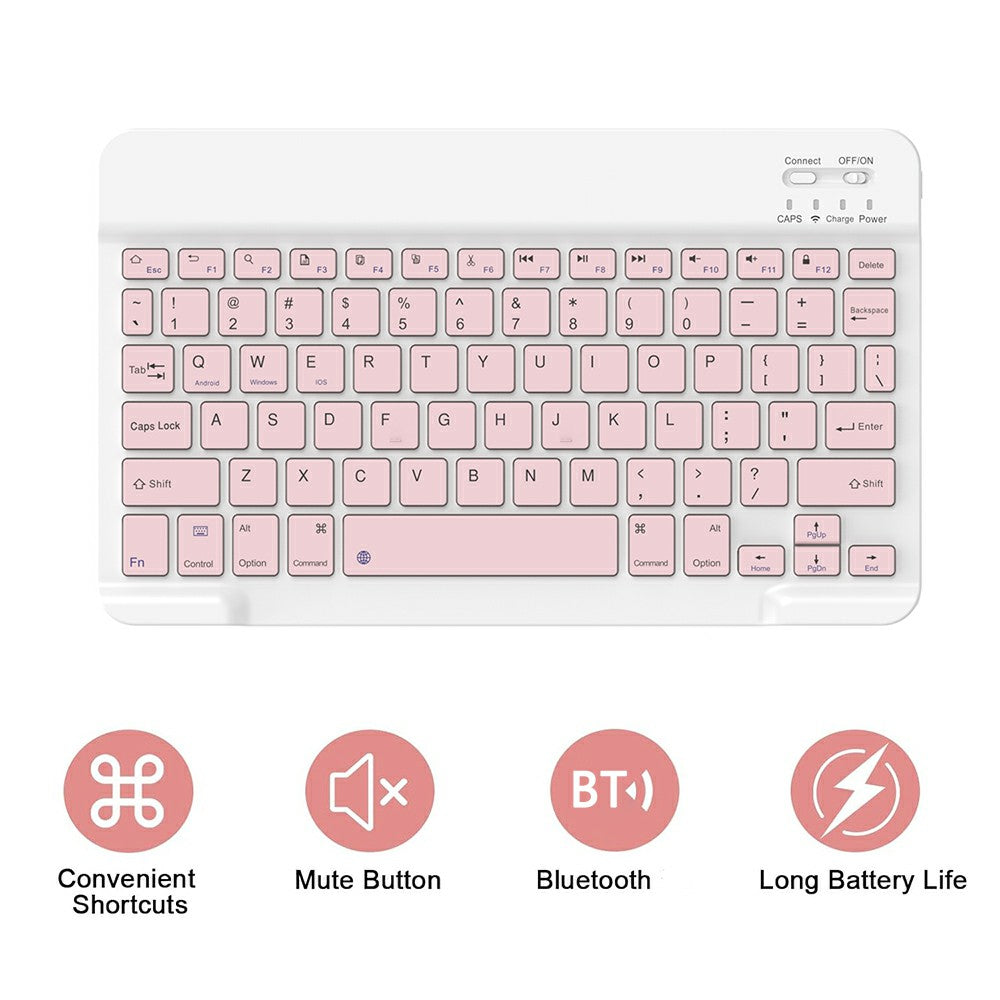 SK-X510 For Samsung Galaxy Tab S9 FE SM-X510 / X516 / X518 Bluetooth Keyboard Tablet Case PU Flip Cover - Pink