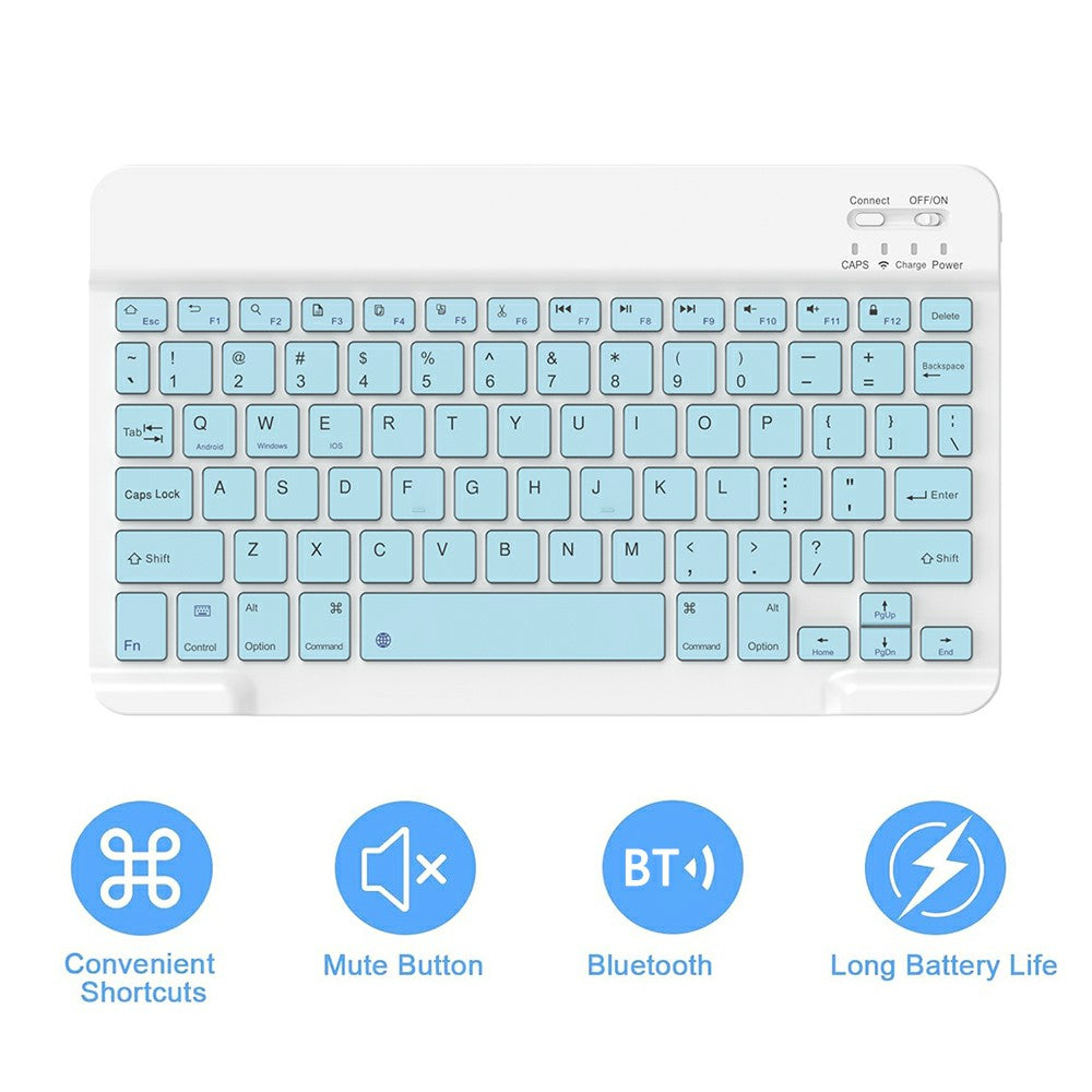 SK-X510 For Samsung Galaxy Tab S9 FE SM-X510 / X516 / X518 Bluetooth Keyboard Tablet Case PU Flip Cover - Sky Blue