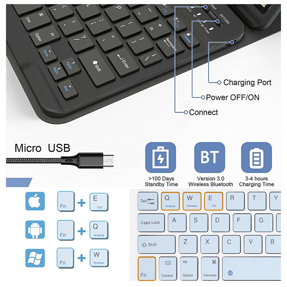 SK-X510 For Samsung Galaxy Tab S9 FE SM-X510 / X516 / X518 Bluetooth Keyboard Tablet Case PU Flip Cover - Green