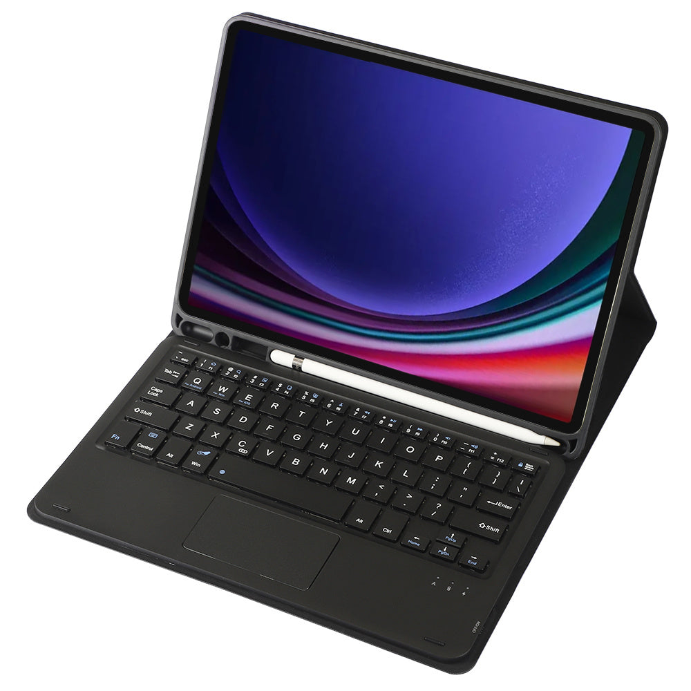 A710B-A For Samsung Galaxy Tab S9 FE X510 / X516 TPU Case with Touchpad Bluetooth Keyboard - Black