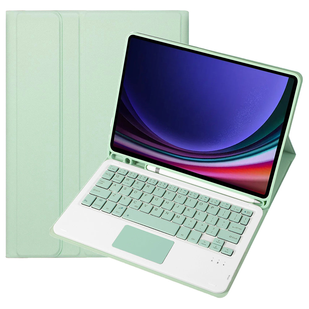 A710B-A For Samsung Galaxy Tab S9 FE X510 / X516 TPU Case with Touchpad Bluetooth Keyboard - Light Green