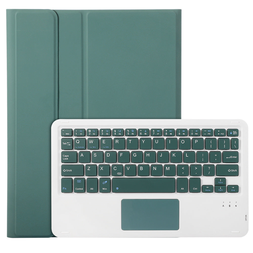 A710B-A For Samsung Galaxy Tab S9 FE X510 / X516 TPU Case with Touchpad Bluetooth Keyboard - Dark Green