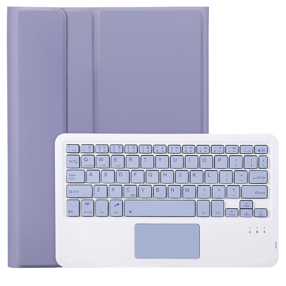 A710B-A For Samsung Galaxy Tab S9 FE X510 / X516 TPU Case with Touchpad Bluetooth Keyboard - Purple