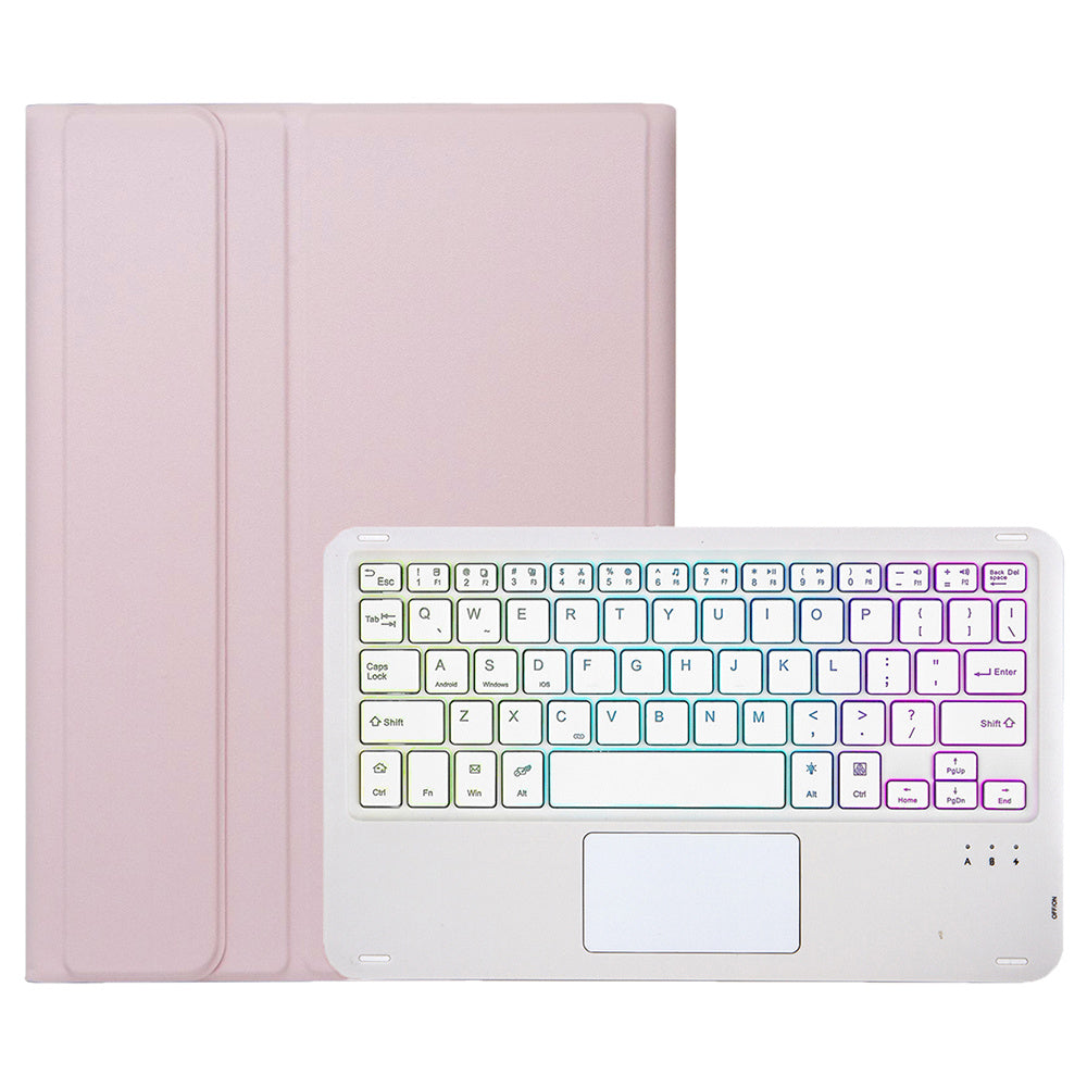 A710B-AS For Samsung Galaxy Tab S9 FE X510 / X516 Touchpad Backlit Bluetooth Keyboard Tablet Case - Pink