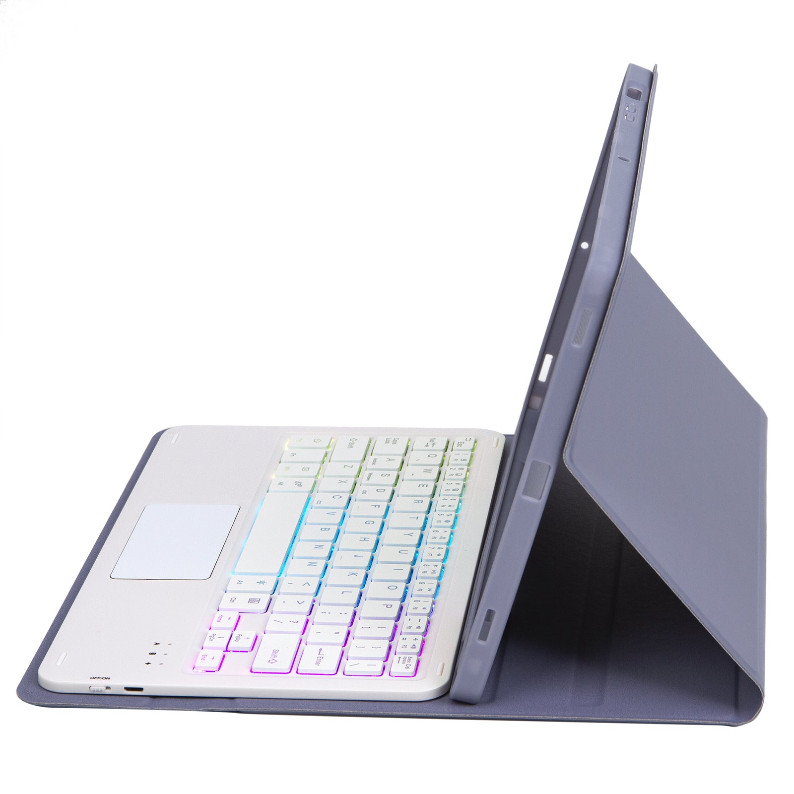 A710B-AS For Samsung Galaxy Tab S9 FE X510 / X516 Touchpad Backlit Bluetooth Keyboard Tablet Case - Purple