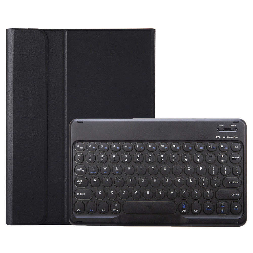 YA710B For Samsung Galaxy Tab S9 FE X510 / X516 Round Key Cap Bluetooth Keyboard TPU Tablet Case - Black