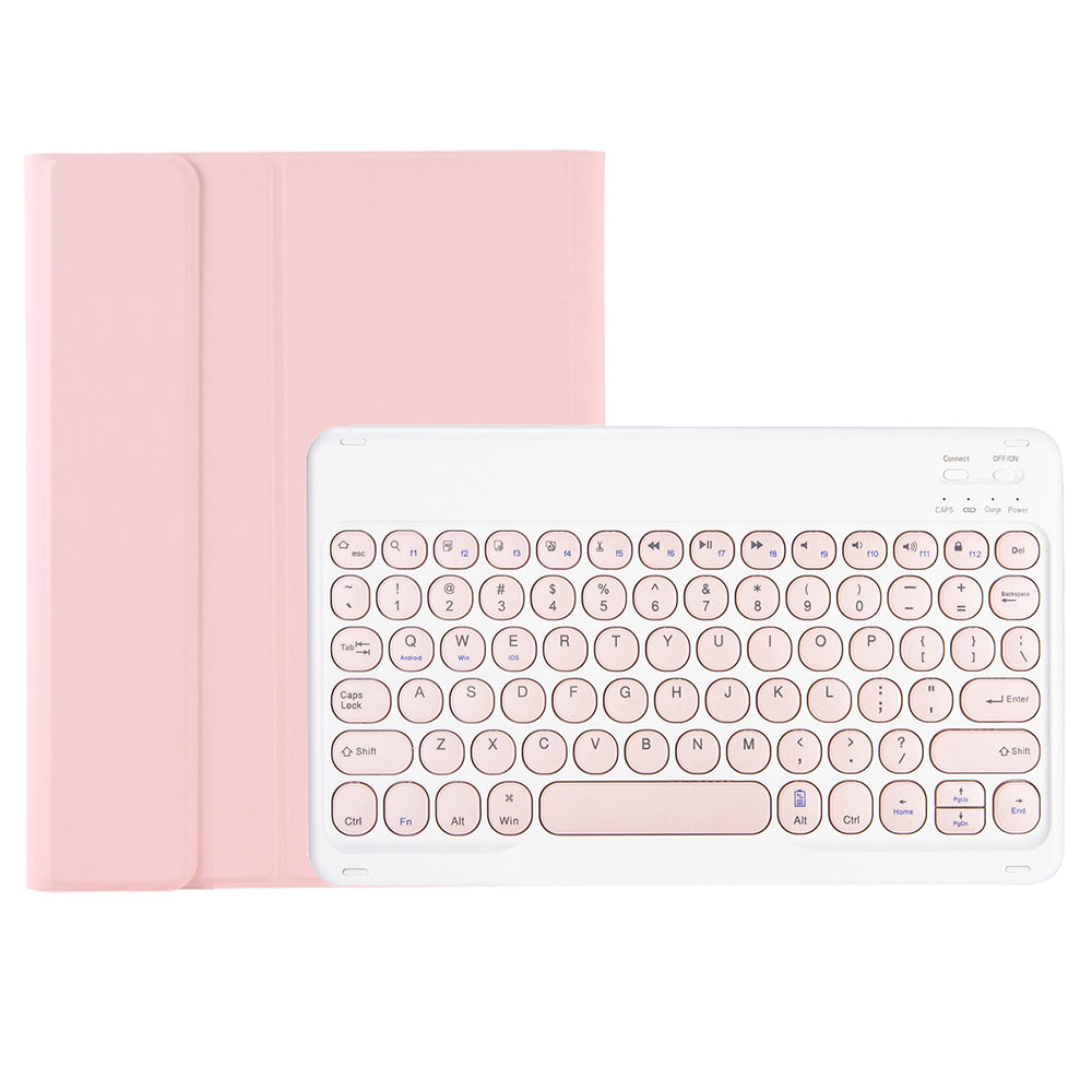 YA710B For Samsung Galaxy Tab S9 FE X510 / X516 Round Key Cap Bluetooth Keyboard TPU Tablet Case - Pink