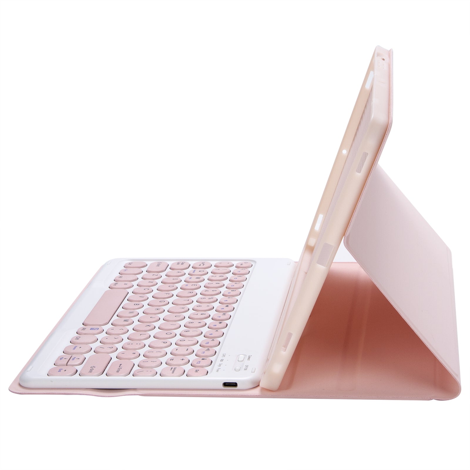 YA710B For Samsung Galaxy Tab S9 FE X510 / X516 Round Key Cap Bluetooth Keyboard TPU Tablet Case - Pink