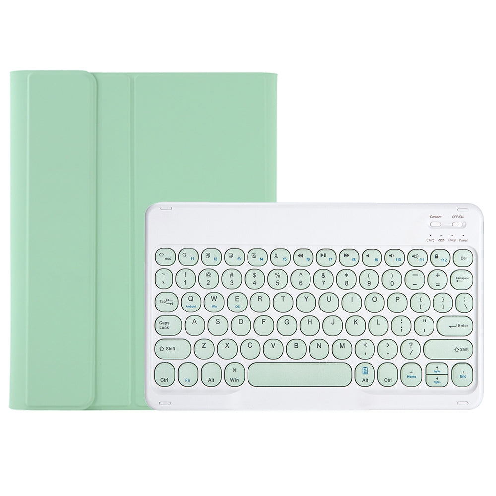 YA710B For Samsung Galaxy Tab S9 FE X510 / X516 Round Key Cap Bluetooth Keyboard TPU Tablet Case - Light Green