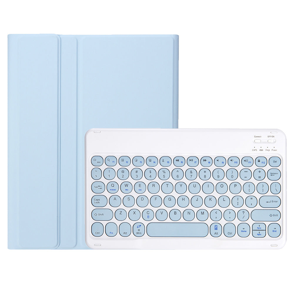 YA710B For Samsung Galaxy Tab S9 FE X510 / X516 Round Key Cap Bluetooth Keyboard TPU Tablet Case - Baby Blue