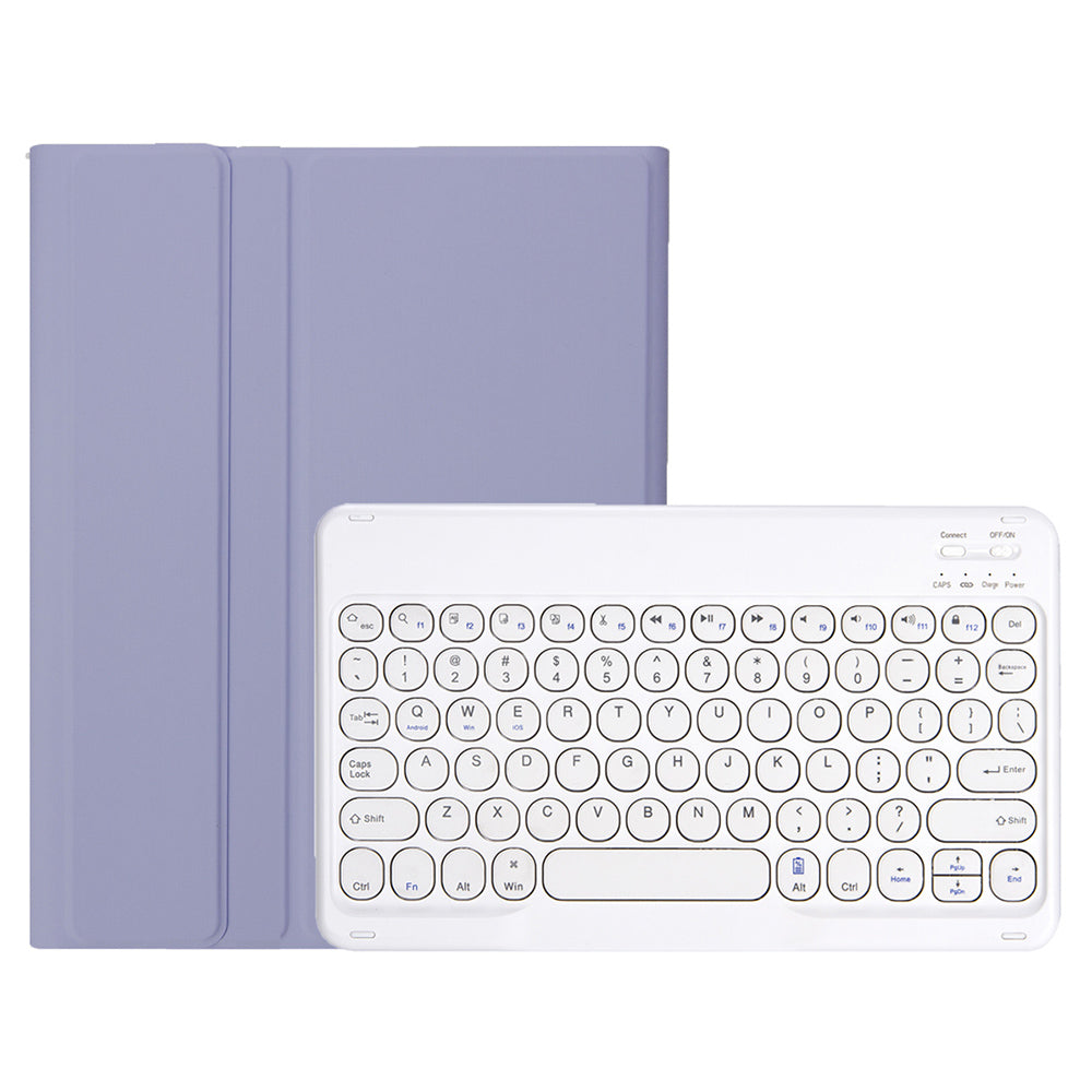 YA710B For Samsung Galaxy Tab S9 FE X510 / X516 Round Key Cap Bluetooth Keyboard TPU Tablet Case - Purple