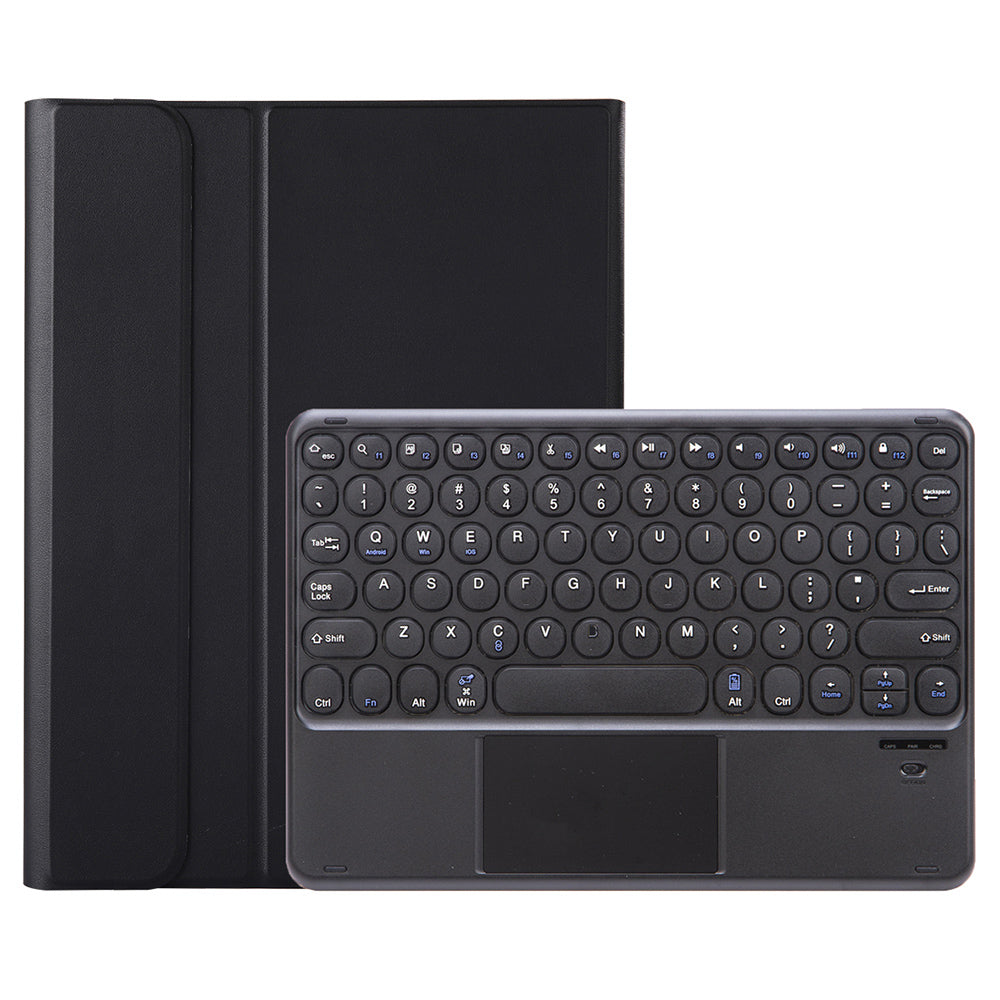 YA710B-A For Samsung Galaxy Tab S9 FE X510 / X516 Round Key Cap Touchpad Bluetooth Keyboard TPU Case - Black