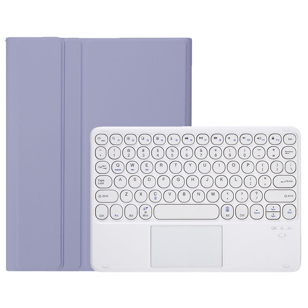 YA710B-A For Samsung Galaxy Tab S9 FE X510 / X516 Round Key Cap Touchpad Bluetooth Keyboard TPU Case - Purple