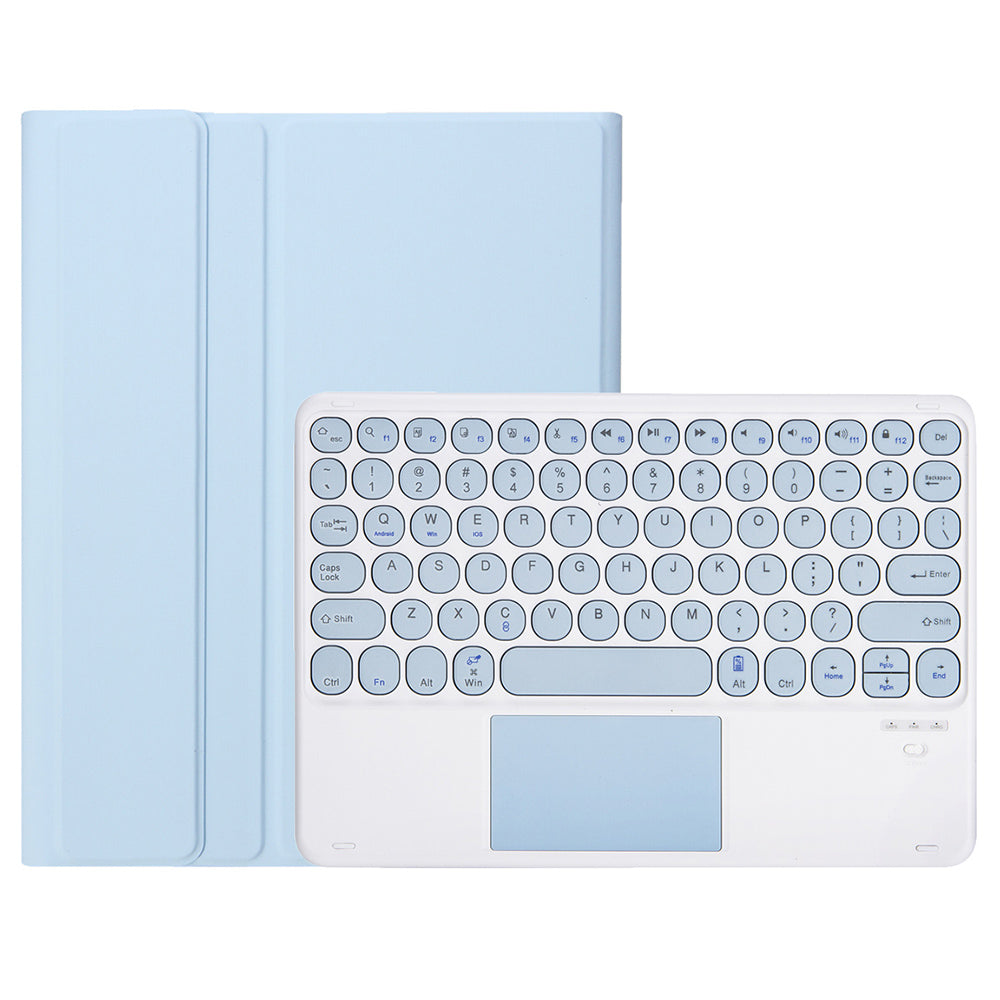 YA710B-A For Samsung Galaxy Tab S9 FE X510 / X516 Round Key Cap Touchpad Bluetooth Keyboard TPU Case - Baby Blue