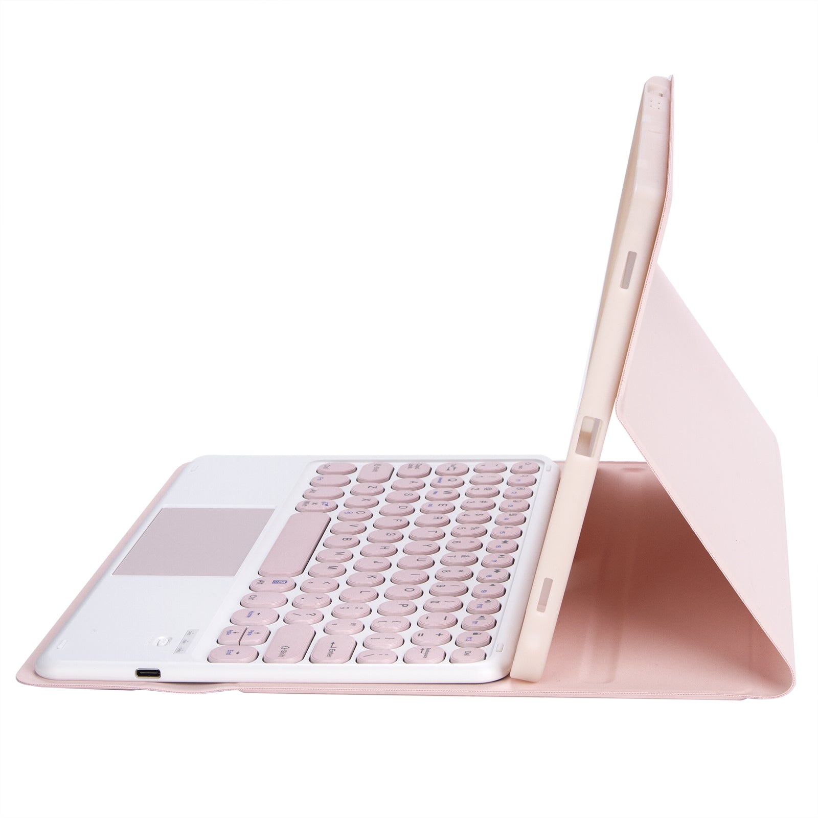 YA710B-A For Samsung Galaxy Tab S9 FE X510 / X516 Round Key Cap Touchpad Bluetooth Keyboard TPU Case - Pink