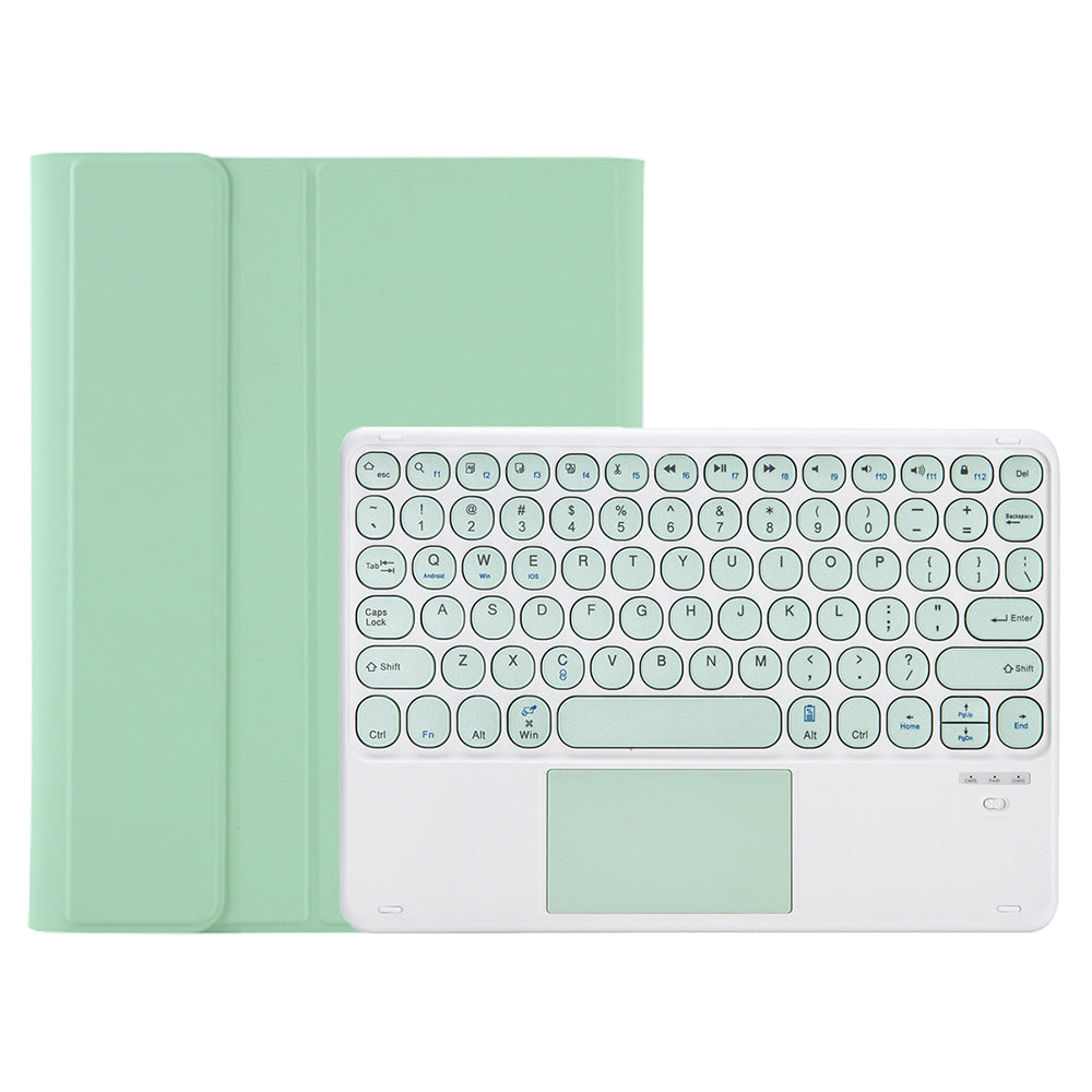 YA710B-A For Samsung Galaxy Tab S9 FE X510 / X516 Round Key Cap Touchpad Bluetooth Keyboard TPU Case - Light Green